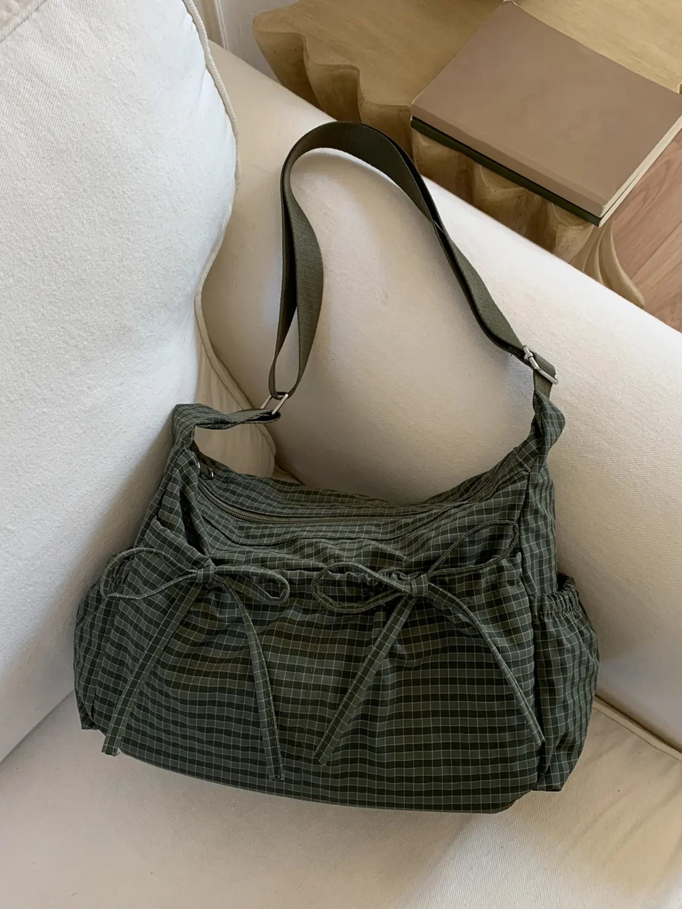 Niche Sweet Cool Stylish Simple, Versatile One-Shoulder Messenger Bag, Shoulder Strap Messenger Bag with Adjustable Personality, Retro Plaid One-Shoulder Underarm Bag, Casual and Everyday Suitable for Shopping and Dating, Etc.