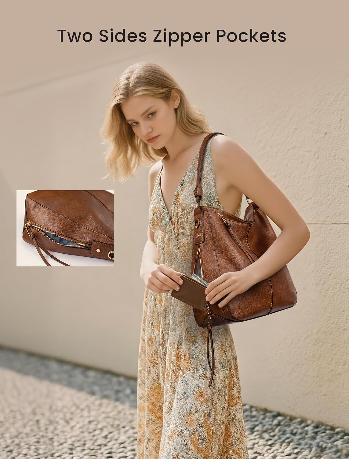 Realer Women's Faux Leather Hobo Crossbody Bag in Medium-12.4 Inch