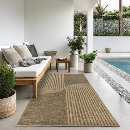 the carpet Kansas - robust indoor and outdoor carpet in natural jute look, weatherproof, suitable for patio and garden, approx. 120 x 170 cm