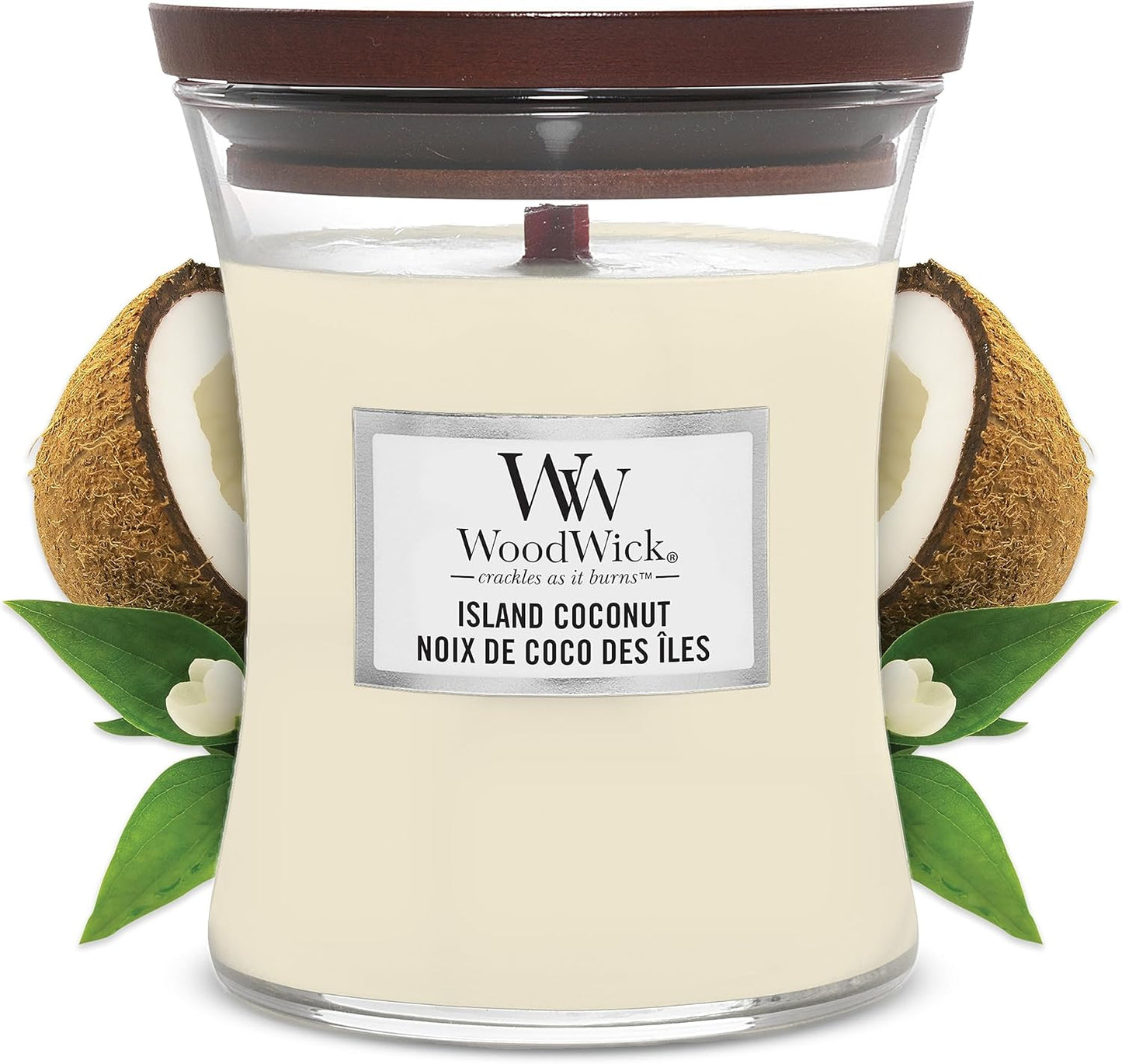 WoodWick Medium Hourglass Scented Candle | White Tea & Jasmine | with Crackling Wick | Burn Time: Up to 60 Hours | Gifts for Women