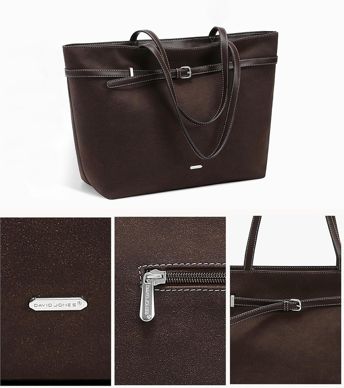 David Jones Large Suede Tote Bag – A4 & 13-Inch Laptop