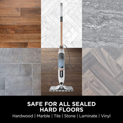 Shark SteamSpot with Steam Blaster Technology for Hard Floors, Lightweight steam mop Chemical-Free Cleaning, Removable water tank, Inc. 2x machine-washable Dirt Grip pads, White & Poly Copper S2001UK
