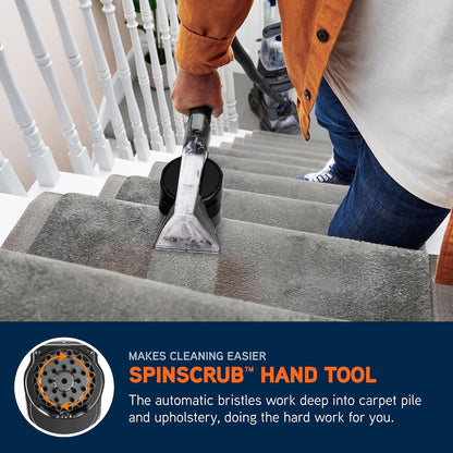 Vax SpinScrub Power Plus Carpet Cleaner Machine, Rug, Upholstery, Car, Stair Upright Shampooer Washer. Handheld Spot Cleaning, SpinScrub and Wash Tool, Solution, 1200W, Grey/Navy Blue, CDCW-SSXA