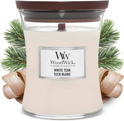WoodWick Medium Hourglass Scented Candle | White Tea & Jasmine | with Crackling Wick | Burn Time: Up to 60 Hours | Gifts for Women
