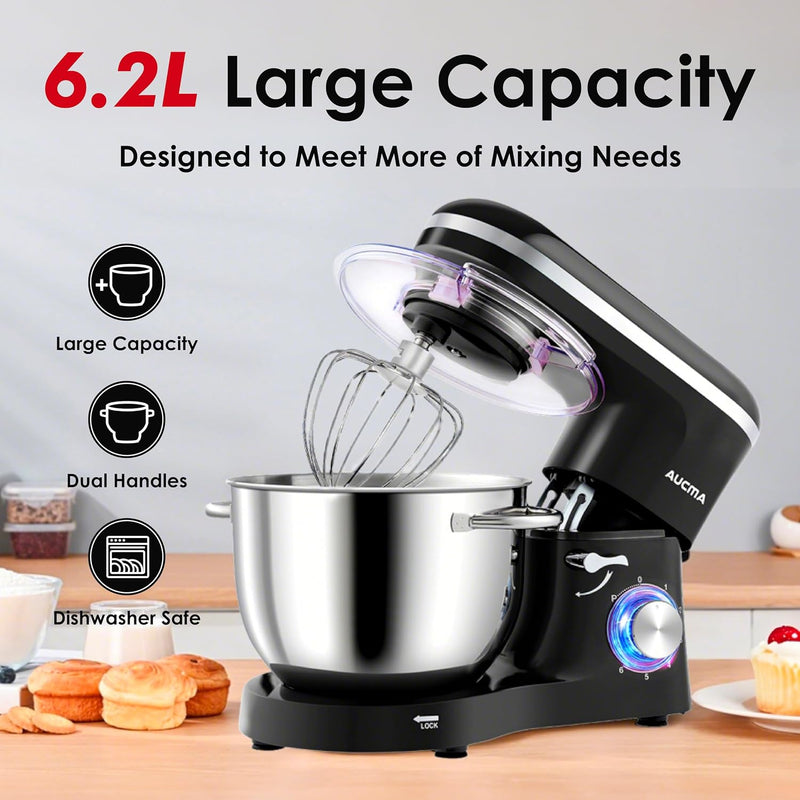 Aucma 6.2L Stand Mixer – 1400W, 6 Speeds