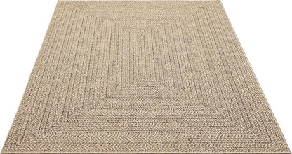 the carpet Kansas - robust indoor and outdoor carpet in natural jute look, weatherproof, suitable for patio and garden, approx. 120 x 170 cm
