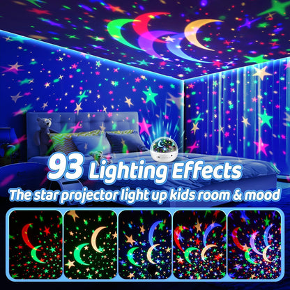 Sensory Toys Baby Toys,93 Lighting Mode Sensory Lights,Dimmable+Timer+Remote Star Projector Baby Lights Projector,360°Rotate Baby Night Light Kids Night Light Projector,Baby Boy Gifts Baby Girl Gifts