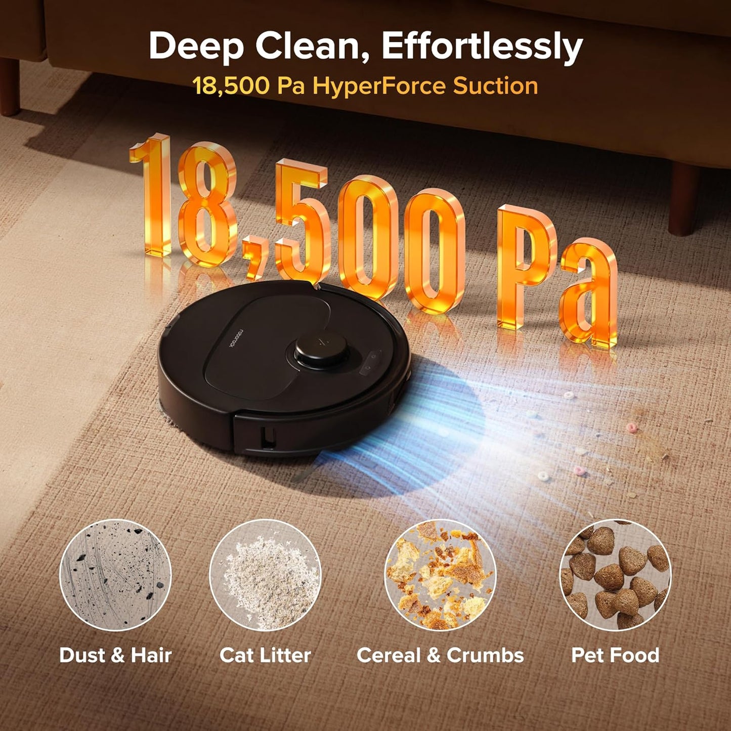 roborock Qrevo S Pro Robot Vacuum Cleaner with Mop, 18,500 Pa Suction, Upgraded from QV 35S, Anti-Tangle, Smart Obstacle Avoidance, Custom Carpet Strategy, 75°C Mop Self-Cleaning, All-in-One Dock