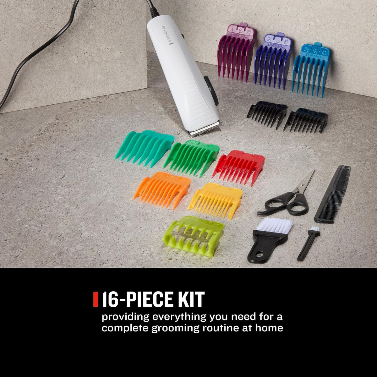 Remington ColourCut Hair Clippers Kit – 9 Guide Combs