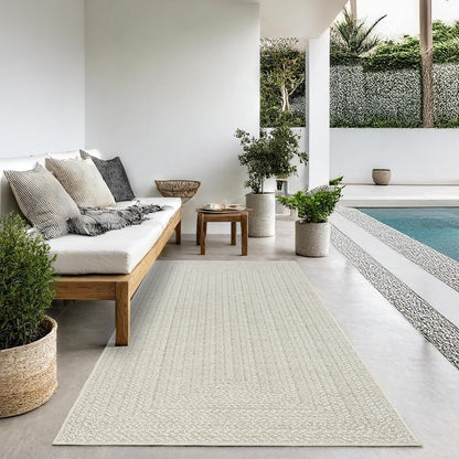the carpet Kansas - robust indoor and outdoor carpet in natural jute look, weatherproof, suitable for patio and garden, approx. 120 x 170 cm