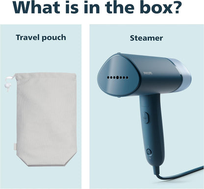 Philips 3000 Series Handheld Garment Steamer — Ready to use in seconds; Fast 20 g/min Steam; Best Travel Companion; 100 ml Tank — Blue — STH3000/26