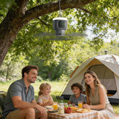 VVU&CCO Rechargeable Portable Ceiling Fan with Light, 12000mAh Battery Operated Use Time Up to 16H,4 Speeds Adjustment, 2/4/8H Timer,Camping Ceiling Fan for Tent Patio Canopy Porch RV