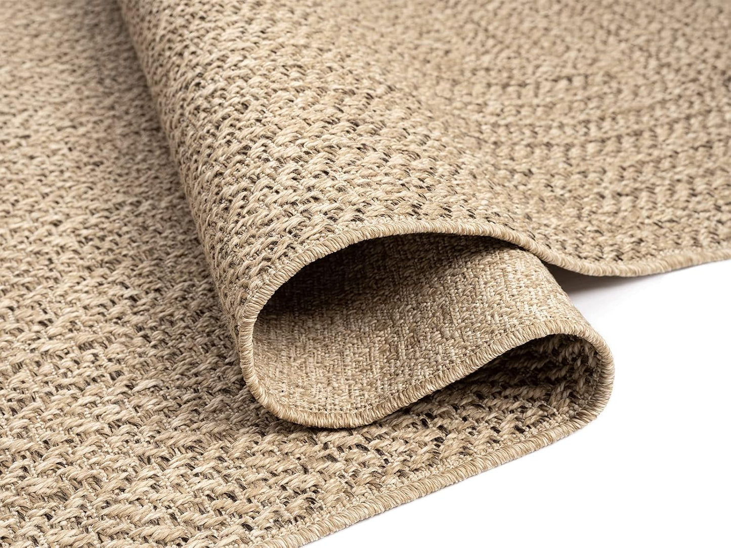 the carpet Kansas - robust indoor and outdoor carpet in natural jute look, weatherproof, suitable for patio and garden, approx. 120 x 170 cm