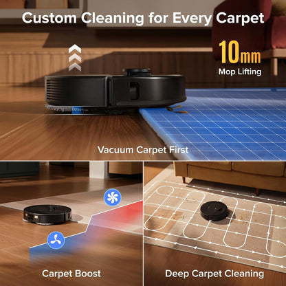 roborock Qrevo S Pro Robot Vacuum Cleaner with Mop, 18,500 Pa Suction, Upgraded from QV 35S, Anti-Tangle, Smart Obstacle Avoidance, Custom Carpet Strategy, 75°C Mop Self-Cleaning, All-in-One Dock