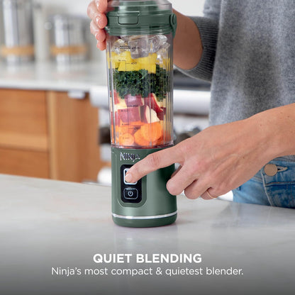 Ninja Blast Portable Blender, 530ml, Leakproof Lid & Sip Spout, Powerful Cordless Mini Blender, Rechargeable, Portable Smoothies, Protein Shakes, Blends Ice & Frozen Fruit, Forest Green, BC151UKEM