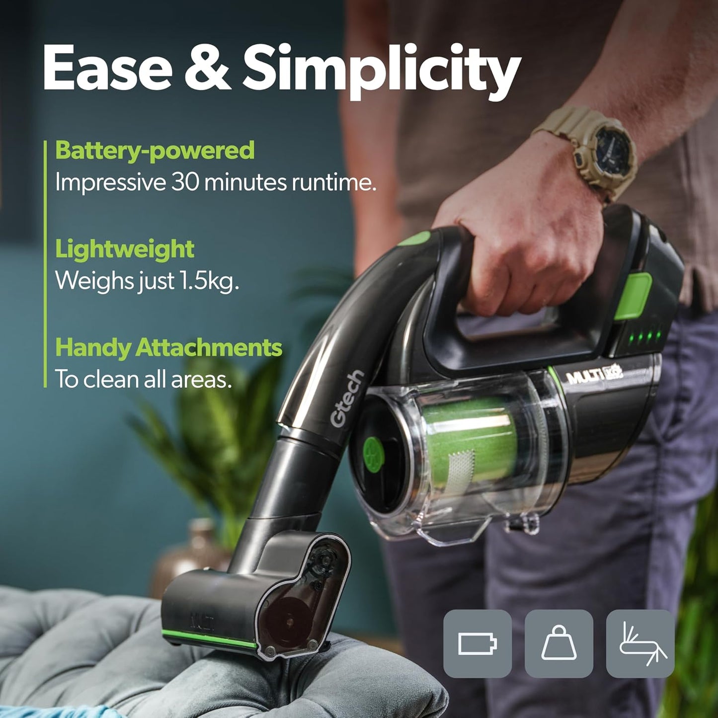 Gtech Multi MK2 K9 | Cordless Handheld Vacuum Cleaner | Reinforced with Aluminium | 22V Li-ion Battery | Powered Brush Bar