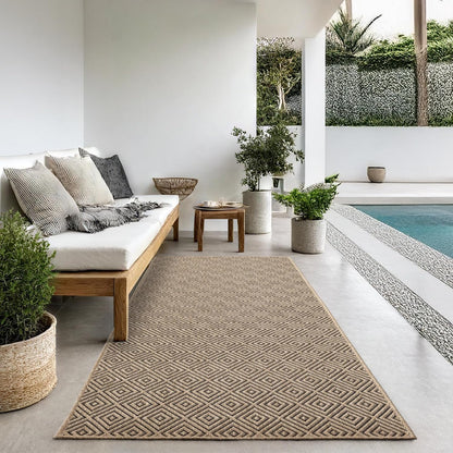 the carpet Kansas - robust indoor and outdoor carpet in natural jute look, weatherproof, suitable for patio and garden, approx. 120 x 170 cm