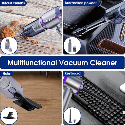 Handheld Car Vacuum Cleaner Cordless Powerful 22000Pa Strong Cyclonic Suction Blowing Brushless Motor Portable Rechargable Lightweight for Pet Hair Vehicle Home Office Purple