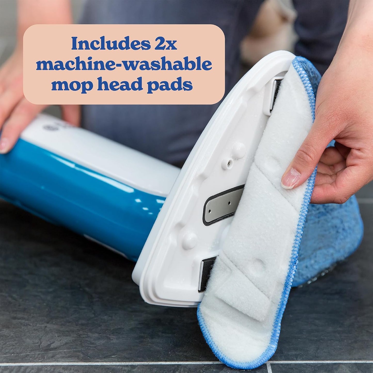 Russell Hobbs Upright Steam Mop, 1.4kW Power, 380ml Water Tank, 30-Second Heat-up, 15-Minute Run-Time, Sealed Hard Floors, Tiles, Vinyl Flooring, Carpets, Rugs in White & Aqua, RHSM1001-G