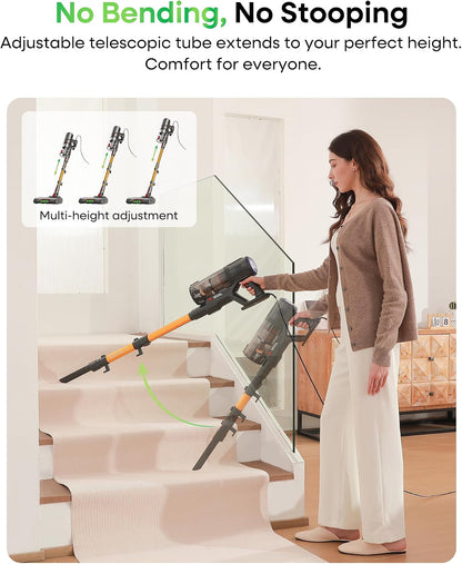 FAMIVAC FV2 Corded Vacuum Cleaner 65Kpa/600W, Powerful Hoover with Mattress Brush & Anti Hair Wrap, 1.3KG Lightweight, 7M Cord, 1.5L, GreenLight & Self-Standing Brush for Home Carpet Floor Pet Hair
