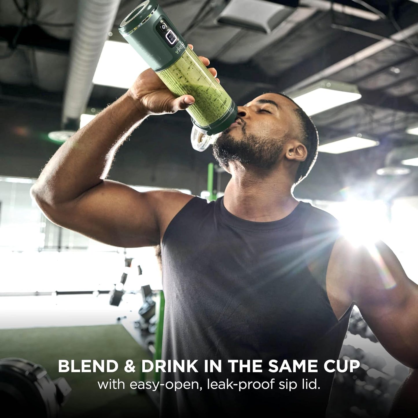 Ninja Blast Portable Blender, 530ml, Leakproof Lid & Sip Spout, Powerful Cordless Mini Blender, Rechargeable, Portable Smoothies, Protein Shakes, Blends Ice & Frozen Fruit, Forest Green, BC151UKEM