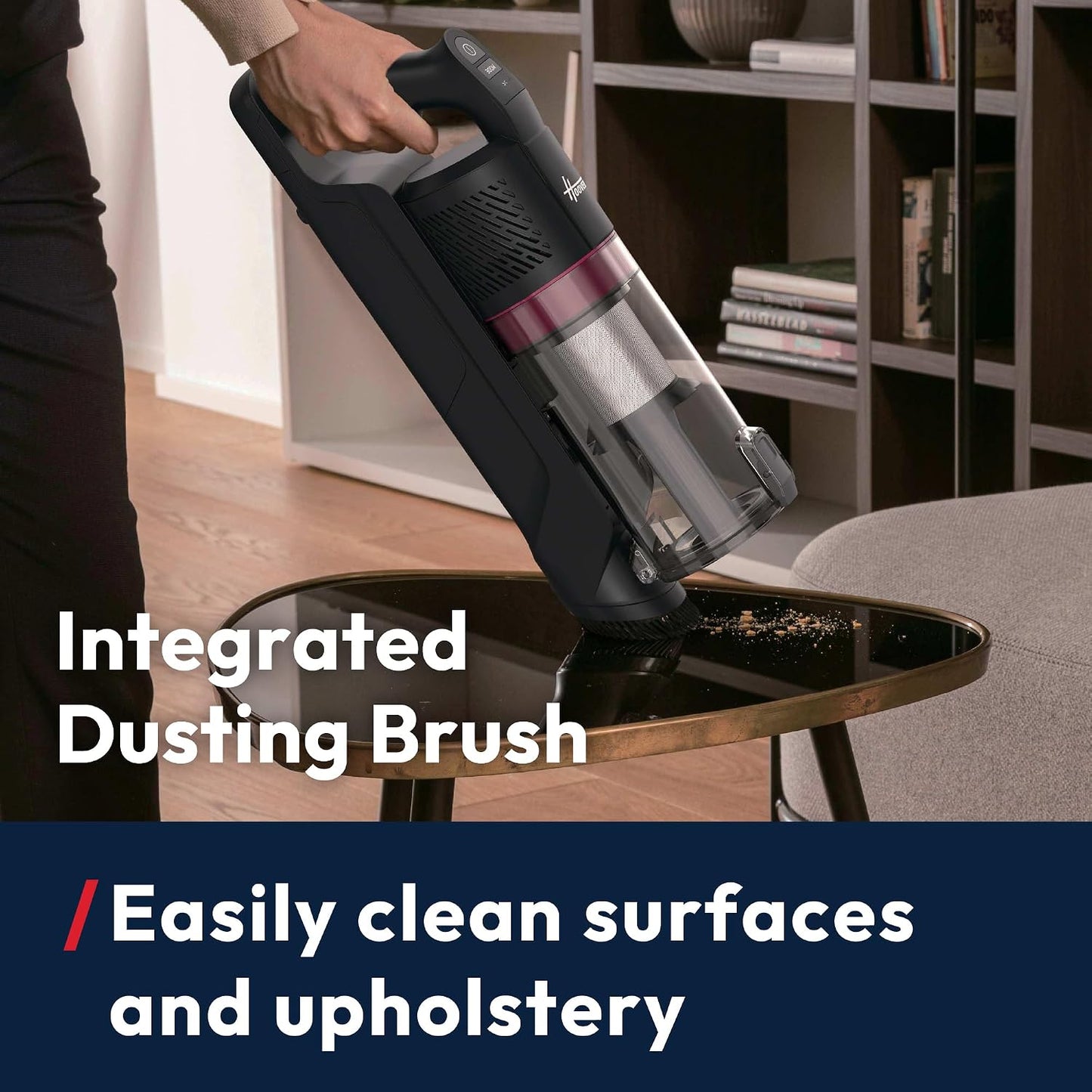 Hoover HF1 Max Cordless Vacuum Cleaner with Anti-Hair Wrap, 50 Min Runtime, 200W Motor, 3-Speed Modes, LED Headlights, Converts to Handheld, Bagless & Easy-Empty [HF1M10H]