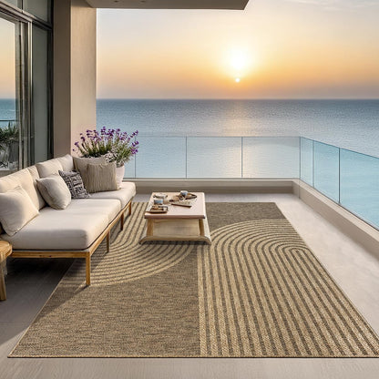 the carpet Kansas - robust indoor and outdoor carpet in natural jute look, weatherproof, suitable for patio and garden, approx. 120 x 170 cm