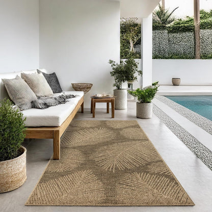 the carpet Kansas - robust indoor and outdoor carpet in natural jute look, weatherproof, suitable for patio and garden, approx. 120 x 170 cm