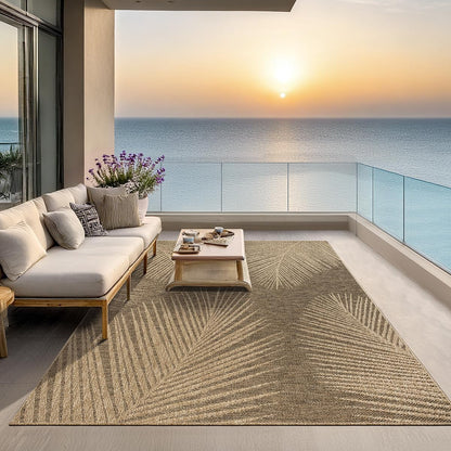 the carpet Kansas - robust indoor and outdoor carpet in natural jute look, weatherproof, suitable for patio and garden, approx. 120 x 170 cm