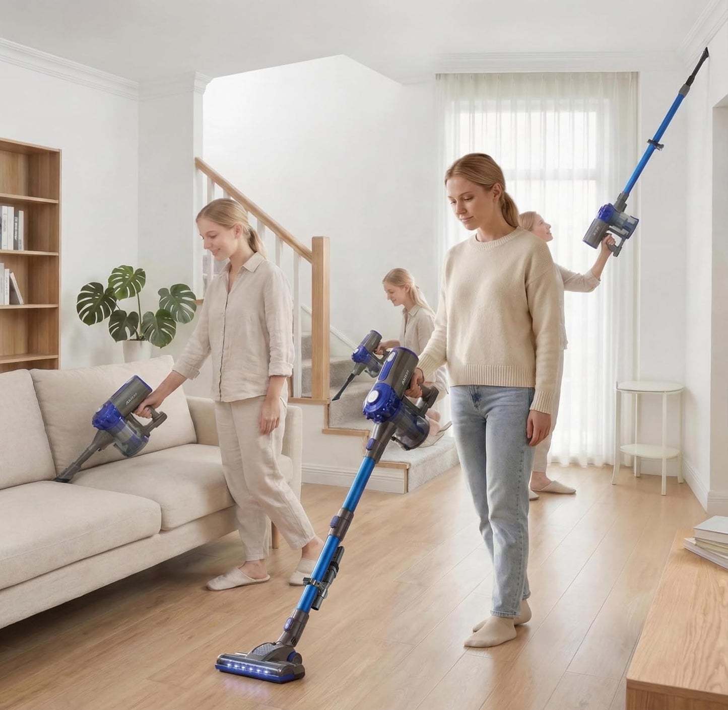 Akitas V8 3-in-1 Cordless Hoover Vacuum Cleaner Handheld & Upright Lightweight 22.2 V 150 W, Rechargeable Lithium Battery for Floors Carpets and Pet Hair