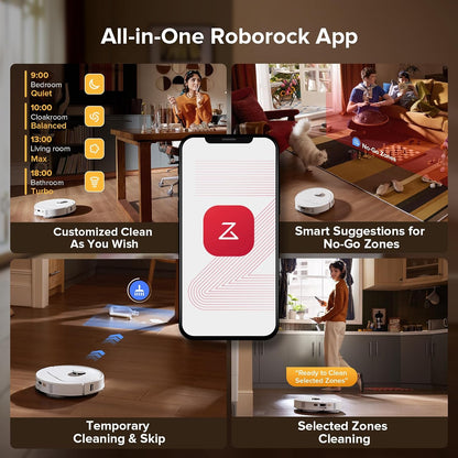 roborock Qrevo Series Robot Vacuum Cleaner with Mop, 10,000Pa Suction, Upgraded from Qrevo S, Dual Anti-Tangle Brushes, Smart Obstacle Avoidance, Auto Mop Washing&Drying, All-in-One Dock,White(QV 35S)