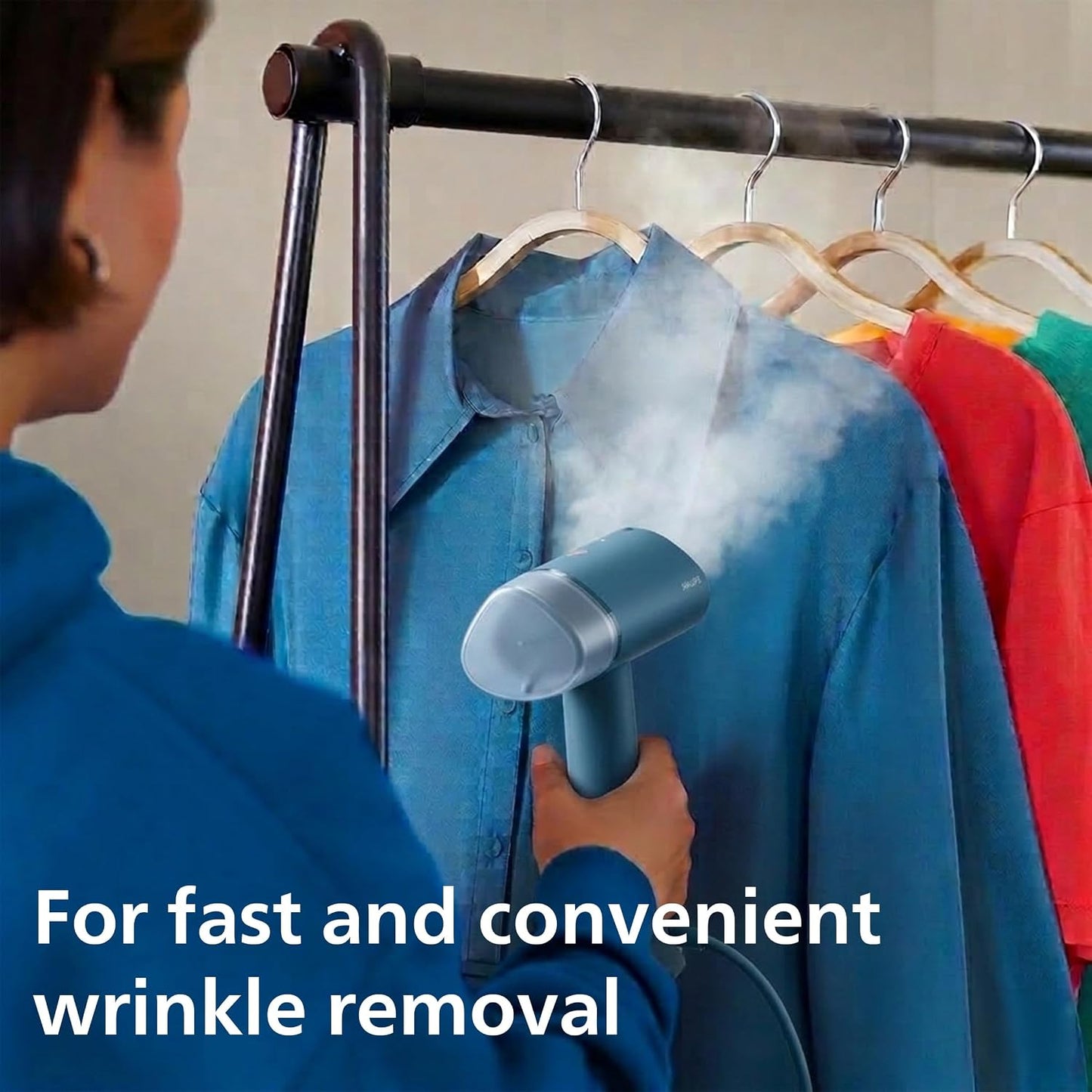 Philips 3000 Series Handheld Garment Steamer — Ready to use in seconds; Fast 20 g/min Steam; Best Travel Companion; 100 ml Tank — Blue — STH3000/26