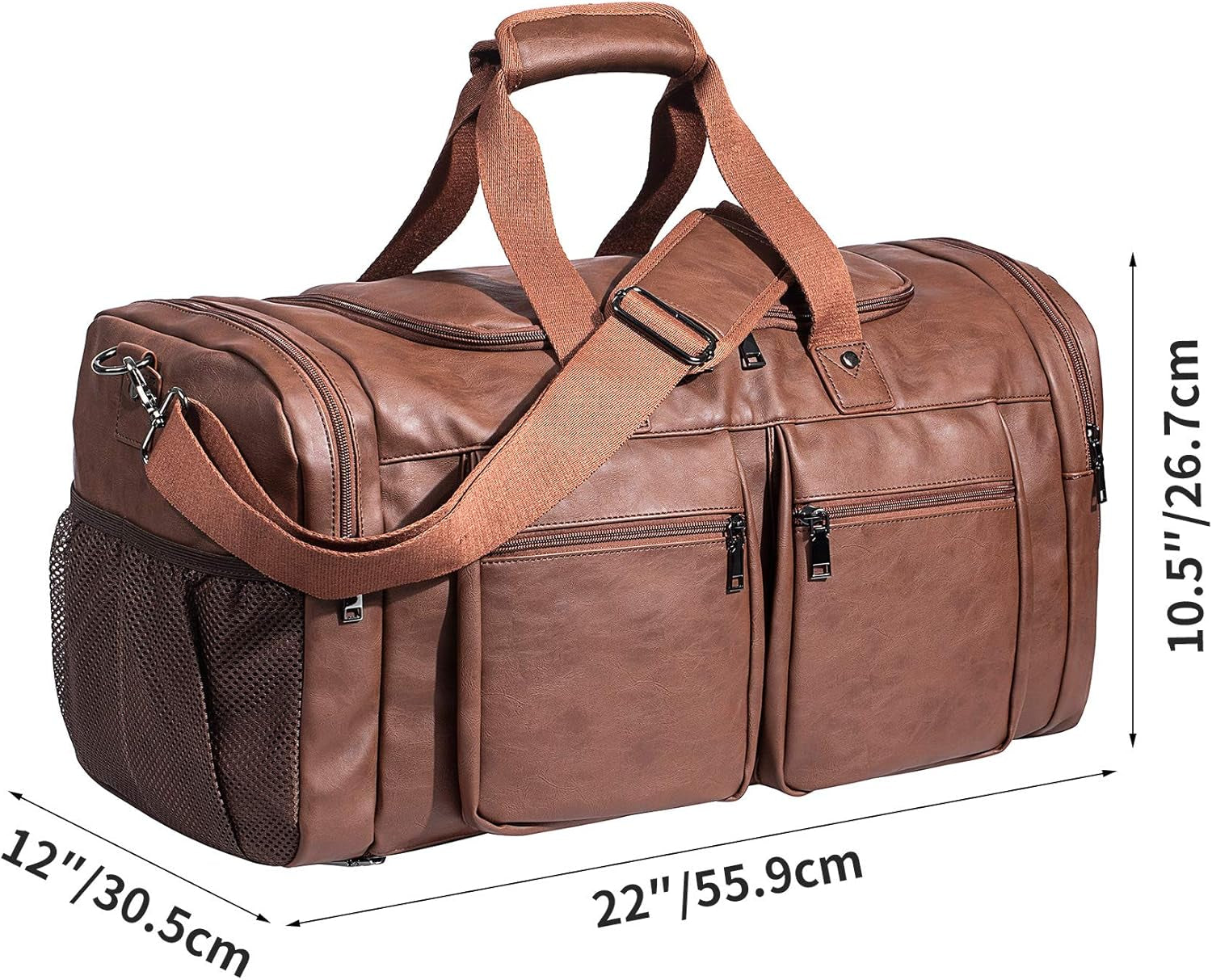 seyfocnia 52L PU Leather Weekender Duffel Bag