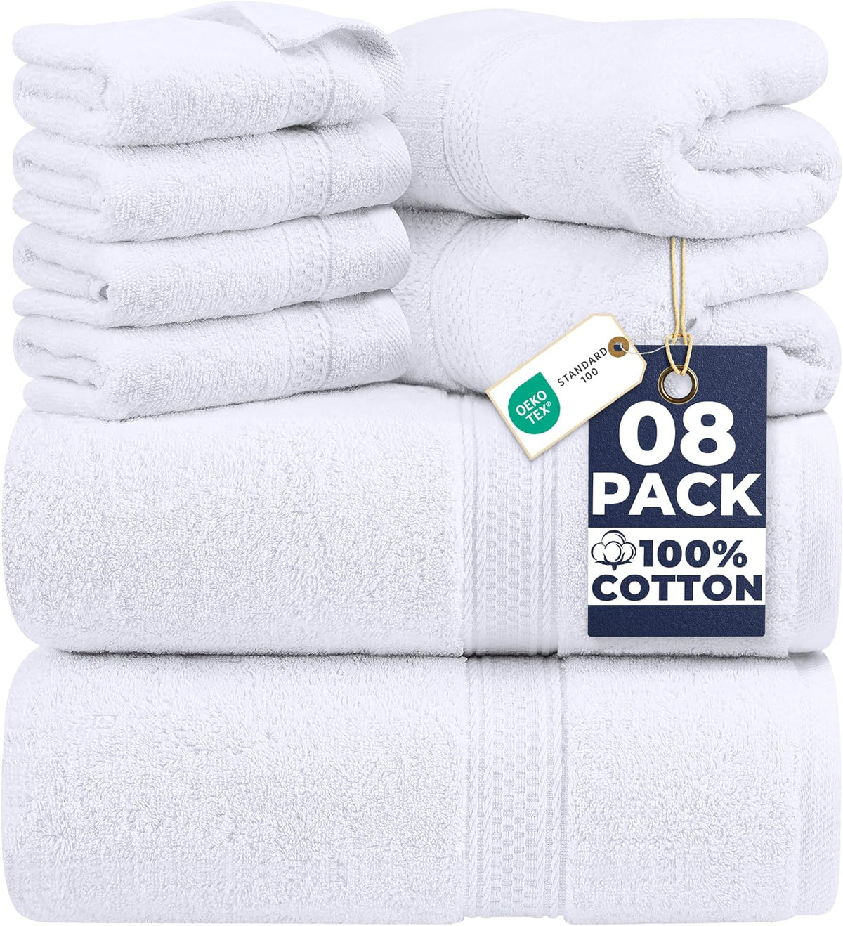 8-Piece 100% Cotton Towel Set