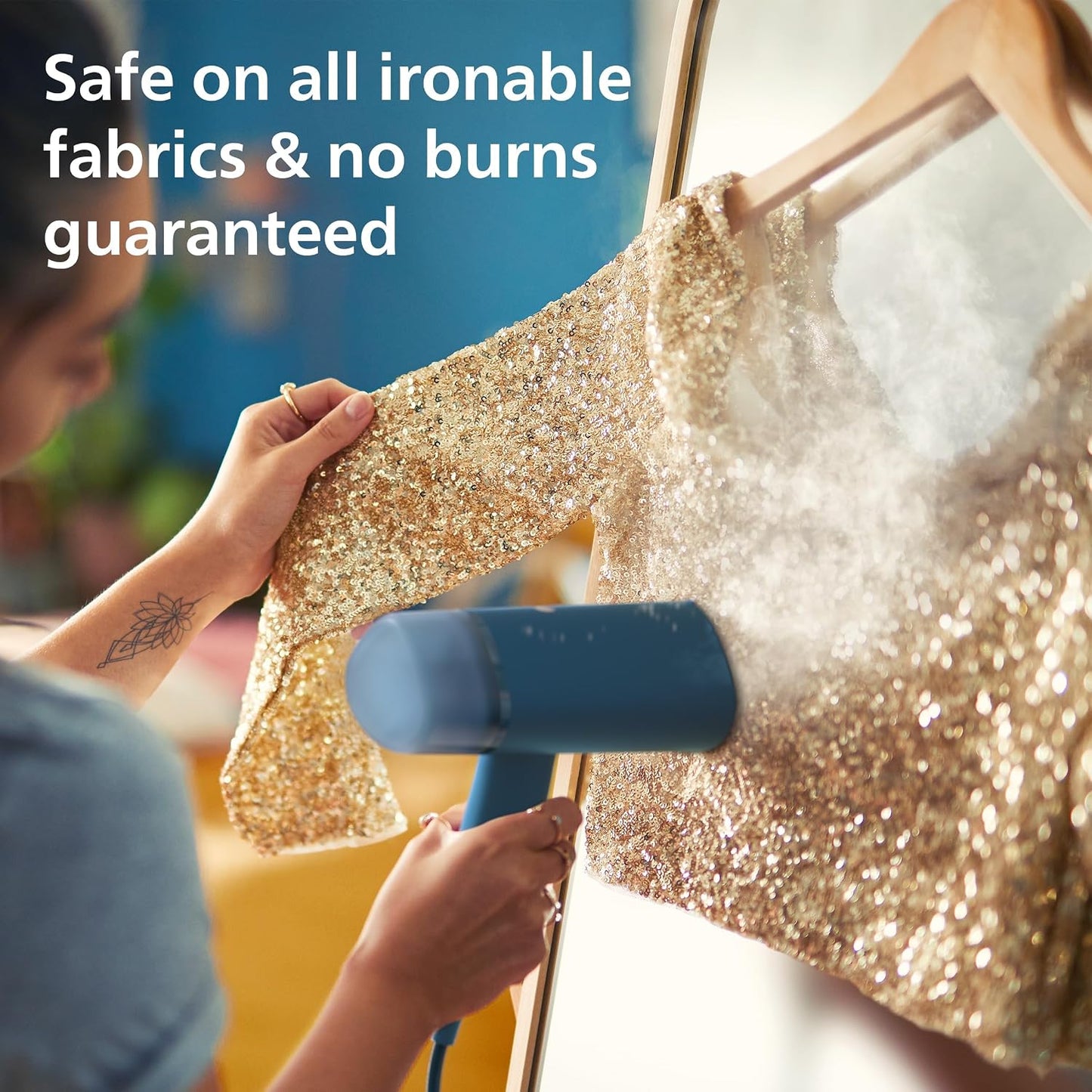 Philips 3000 Series Handheld Garment Steamer — Ready to use in seconds; Fast 20 g/min Steam; Best Travel Companion; 100 ml Tank — Blue — STH3000/26