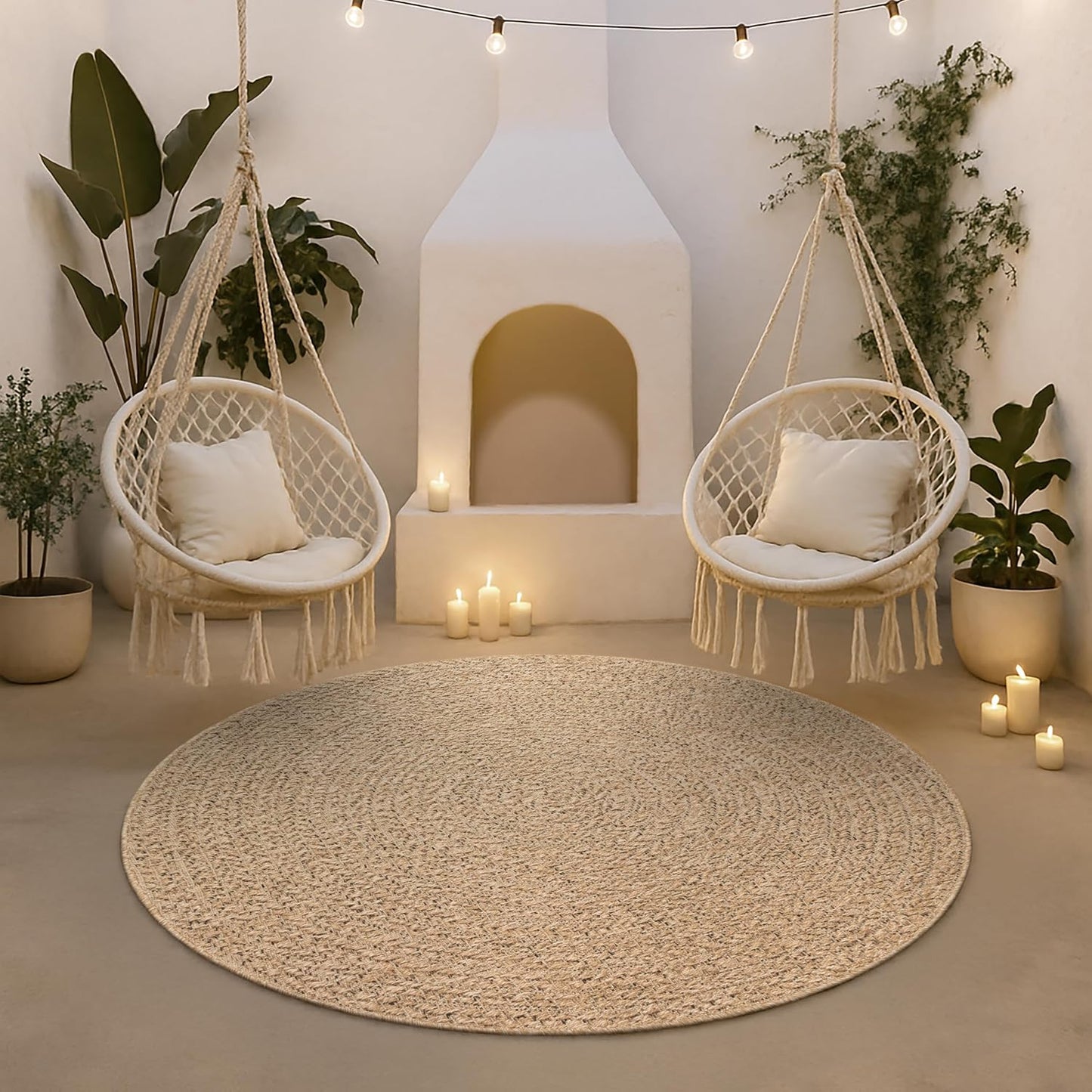the carpet Kansas - robust indoor and outdoor carpet in natural jute look, weatherproof, suitable for patio and garden, approx. 120 x 170 cm