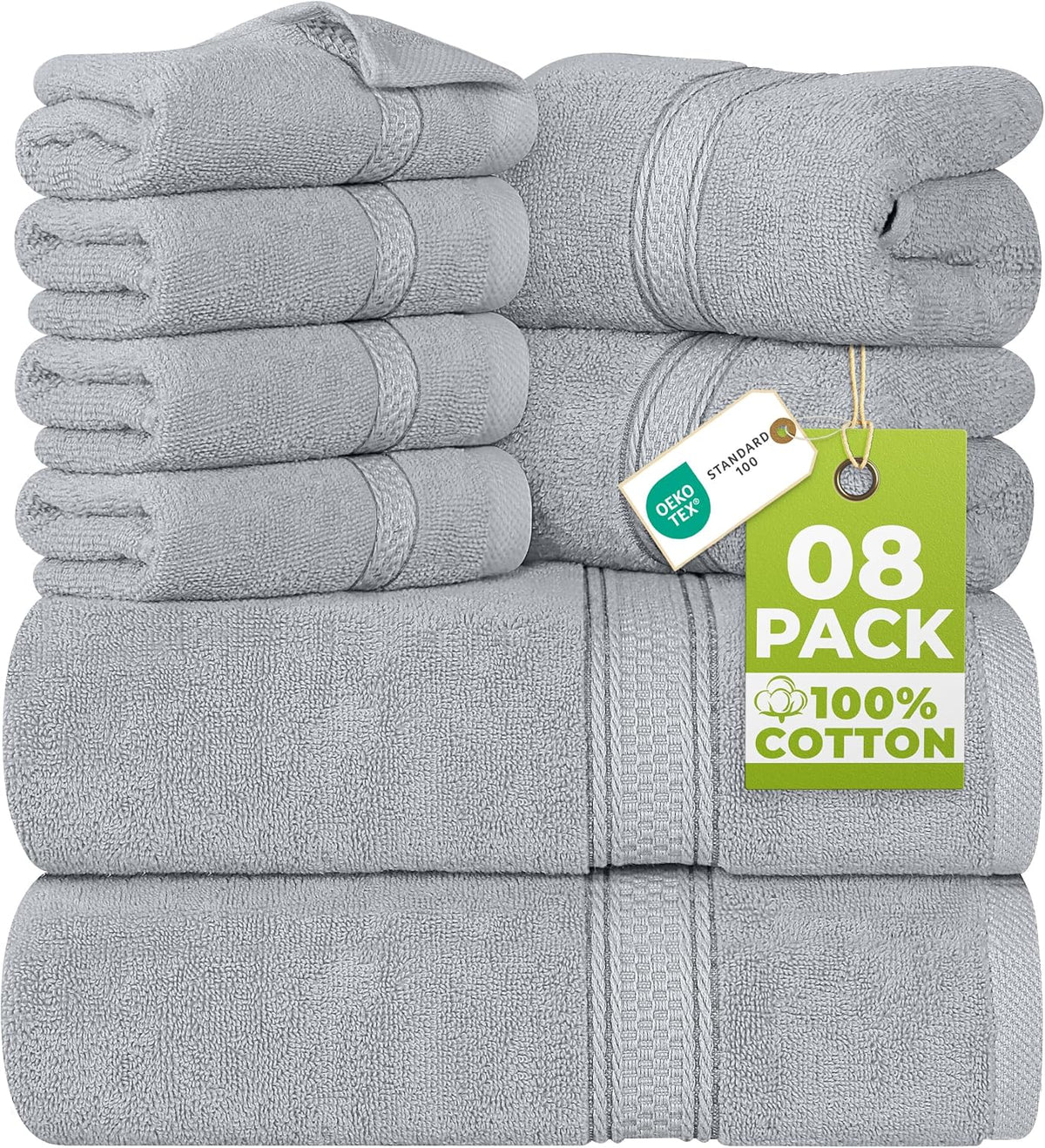 8-Piece 100% Cotton Towel Set