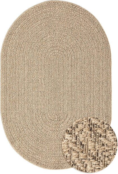 the carpet Kansas - robust indoor and outdoor carpet in natural jute look, weatherproof, suitable for patio and garden, approx. 120 x 170 cm