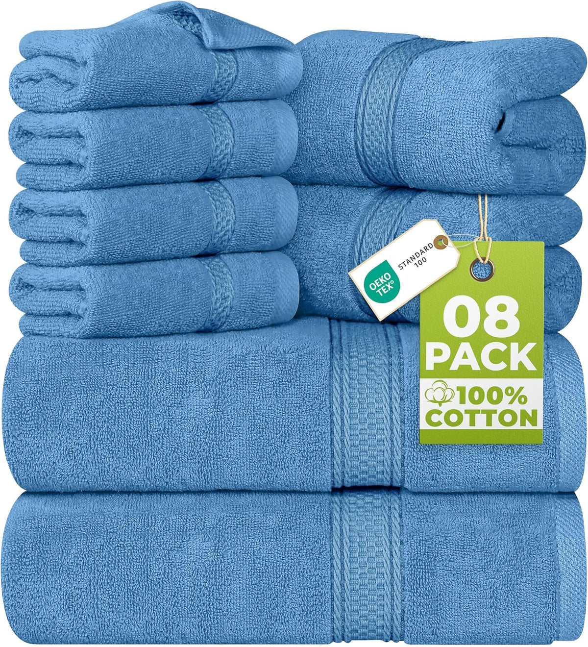 8-Piece 100% Cotton Towel Set