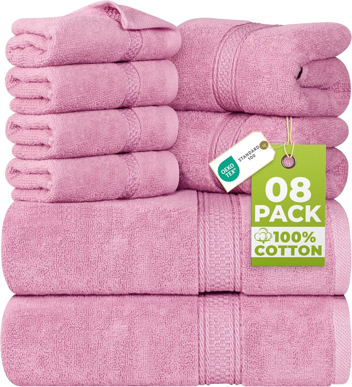 8-Piece 100% Cotton Towel Set