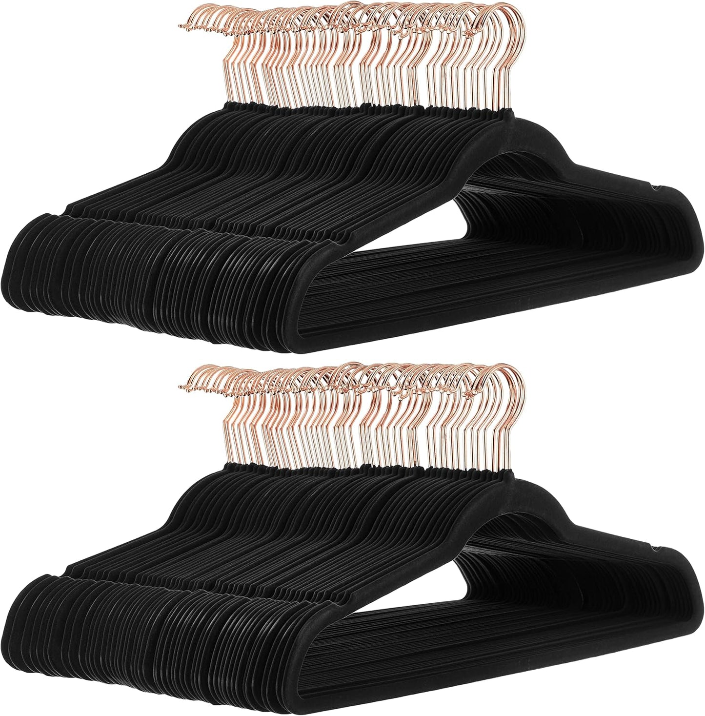 Amazon Basics Slim Velvet Non-Slip Suit Hangers - 30-Pack, Black/Silver