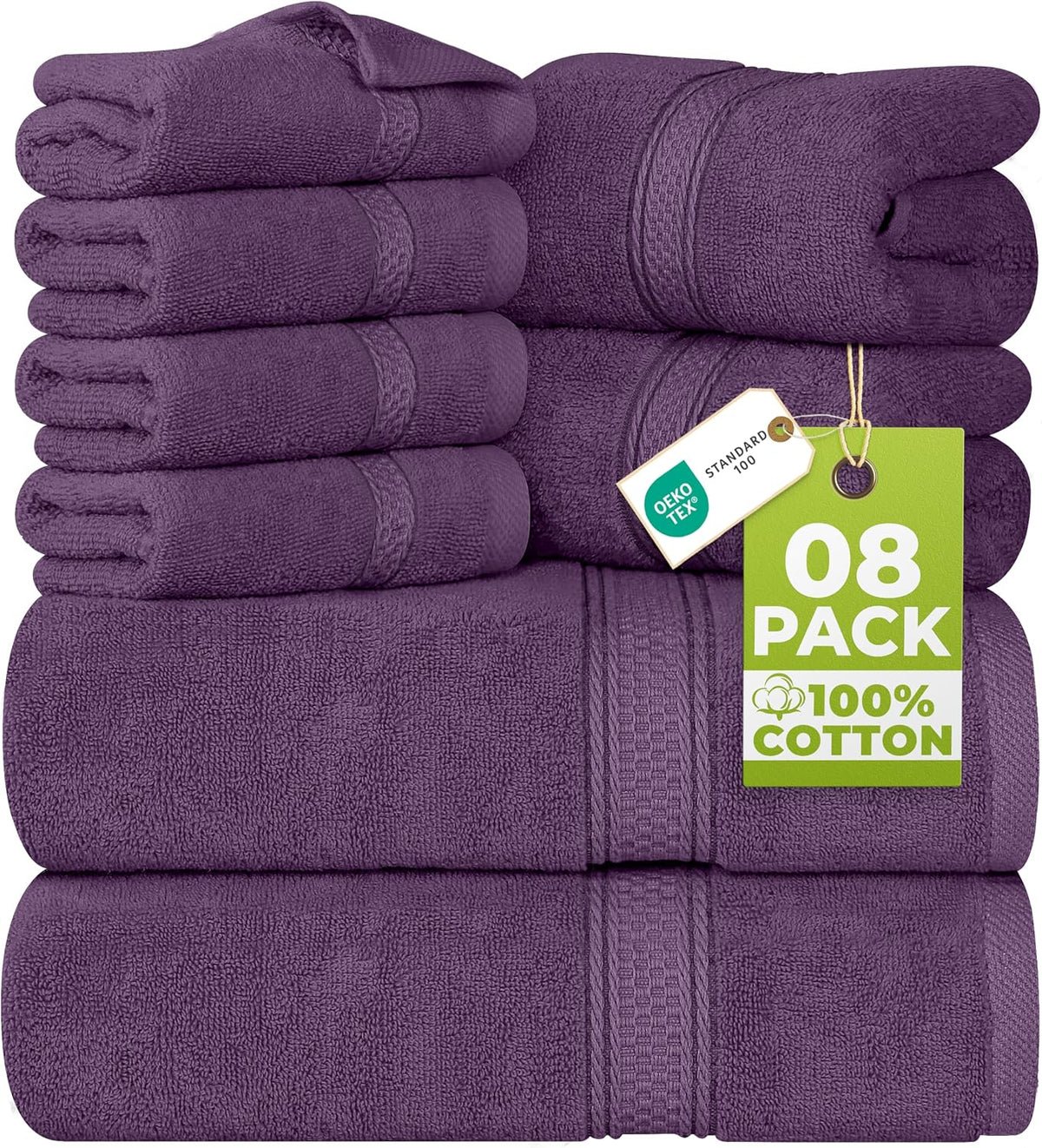 8-Piece 100% Cotton Towel Set