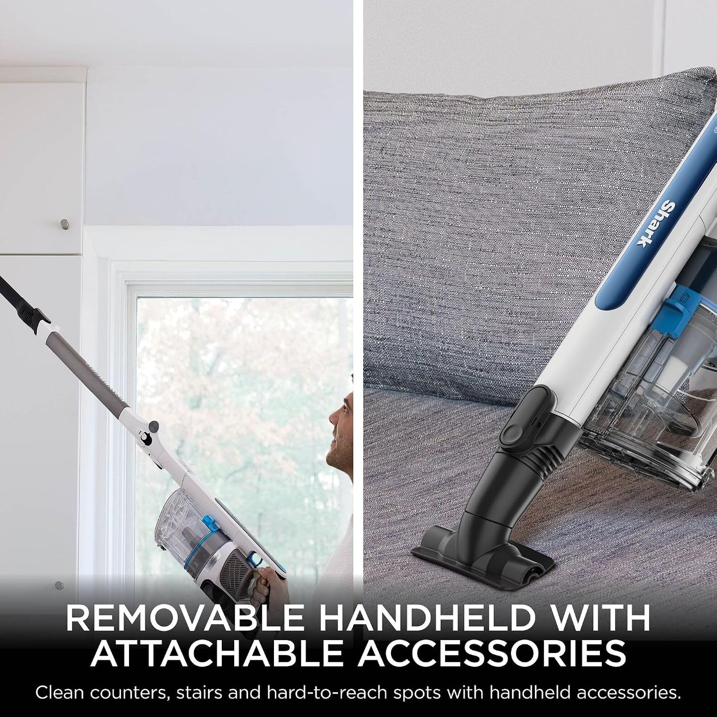 Shark PowerPro Pet Cordless Stick Vacuum Cleaner, Lightweight, Floor Detect Technology, Anti-Hair Wrap Technology, Anti-Allergen Complete Seal, Flexible, Handheld mode, Java Metallic, IZ380UKT