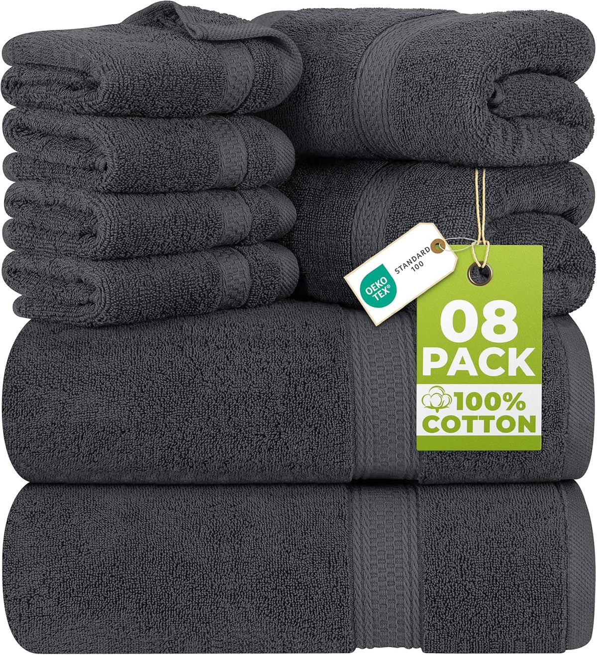 8-Piece 100% Cotton Towel Set