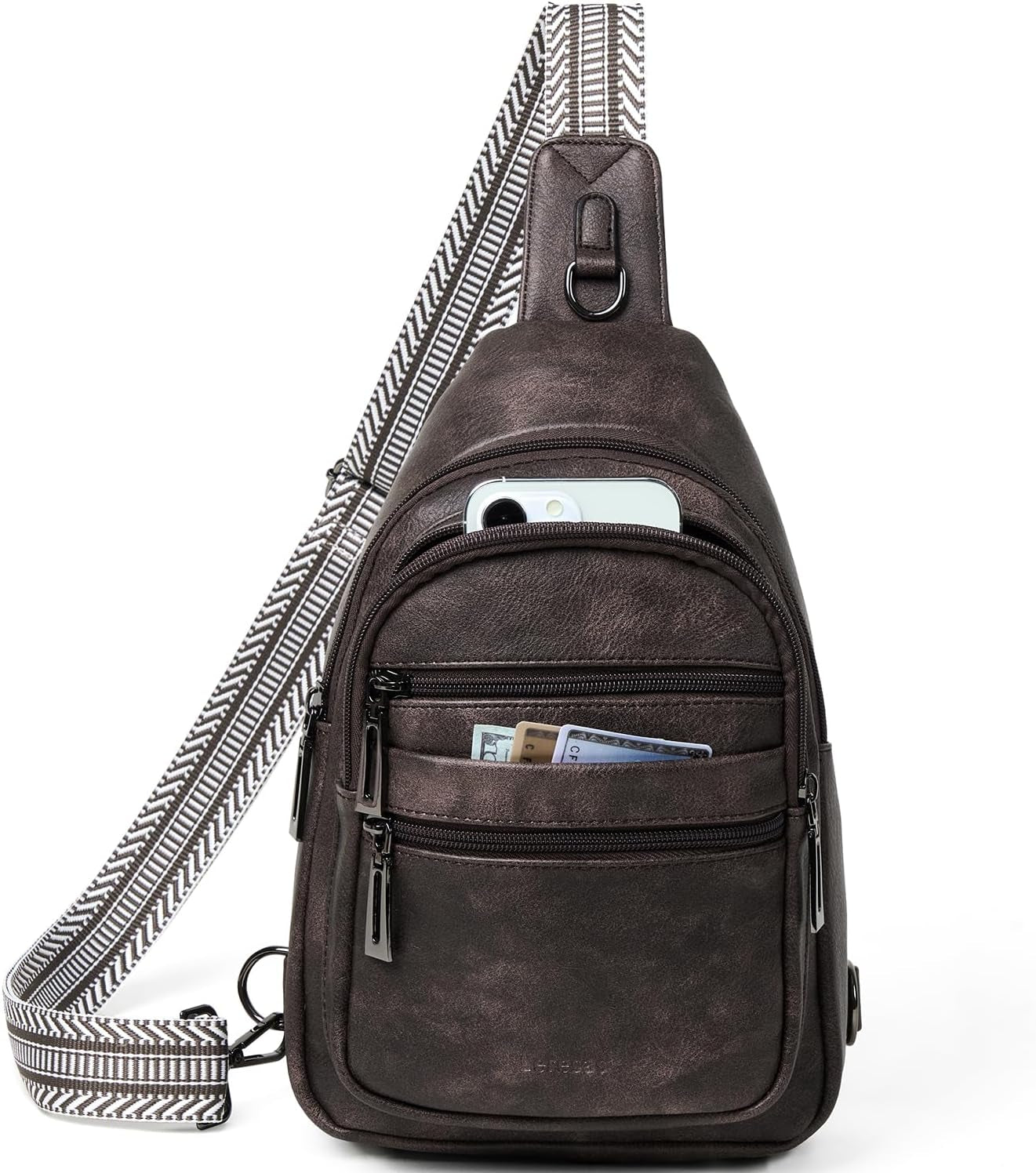 Leresas Women's Vegan Leather Sling Crossbody Bag