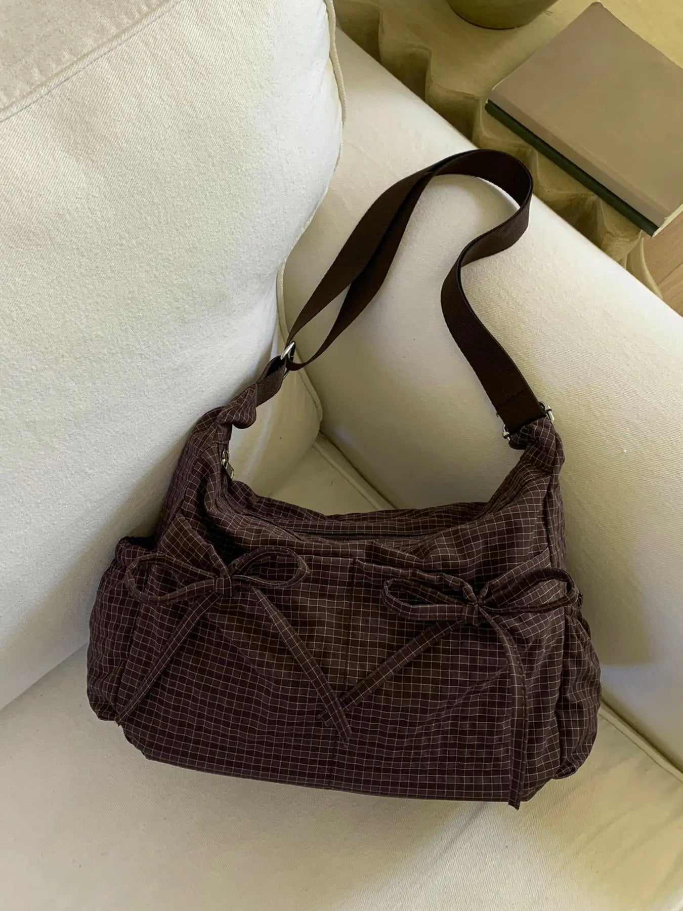 Niche Sweet Cool Stylish Simple, Versatile One-Shoulder Messenger Bag, Shoulder Strap Messenger Bag with Adjustable Personality, Retro Plaid One-Shoulder Underarm Bag, Casual and Everyday Suitable for Shopping and Dating, Etc.