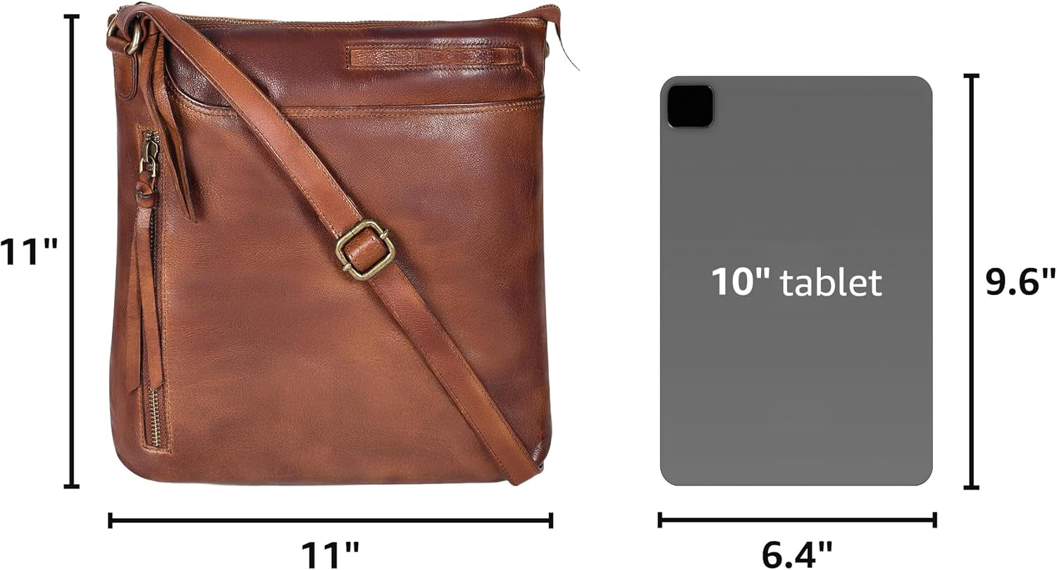 Oak Leathers Women's Genuine Leather Crossbody Bag in Smooth Ottanio