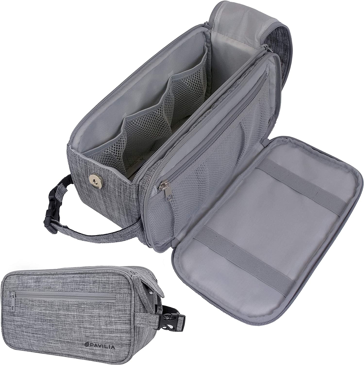 PAVILIA Men's PU Leather Toiletry Bag in Black