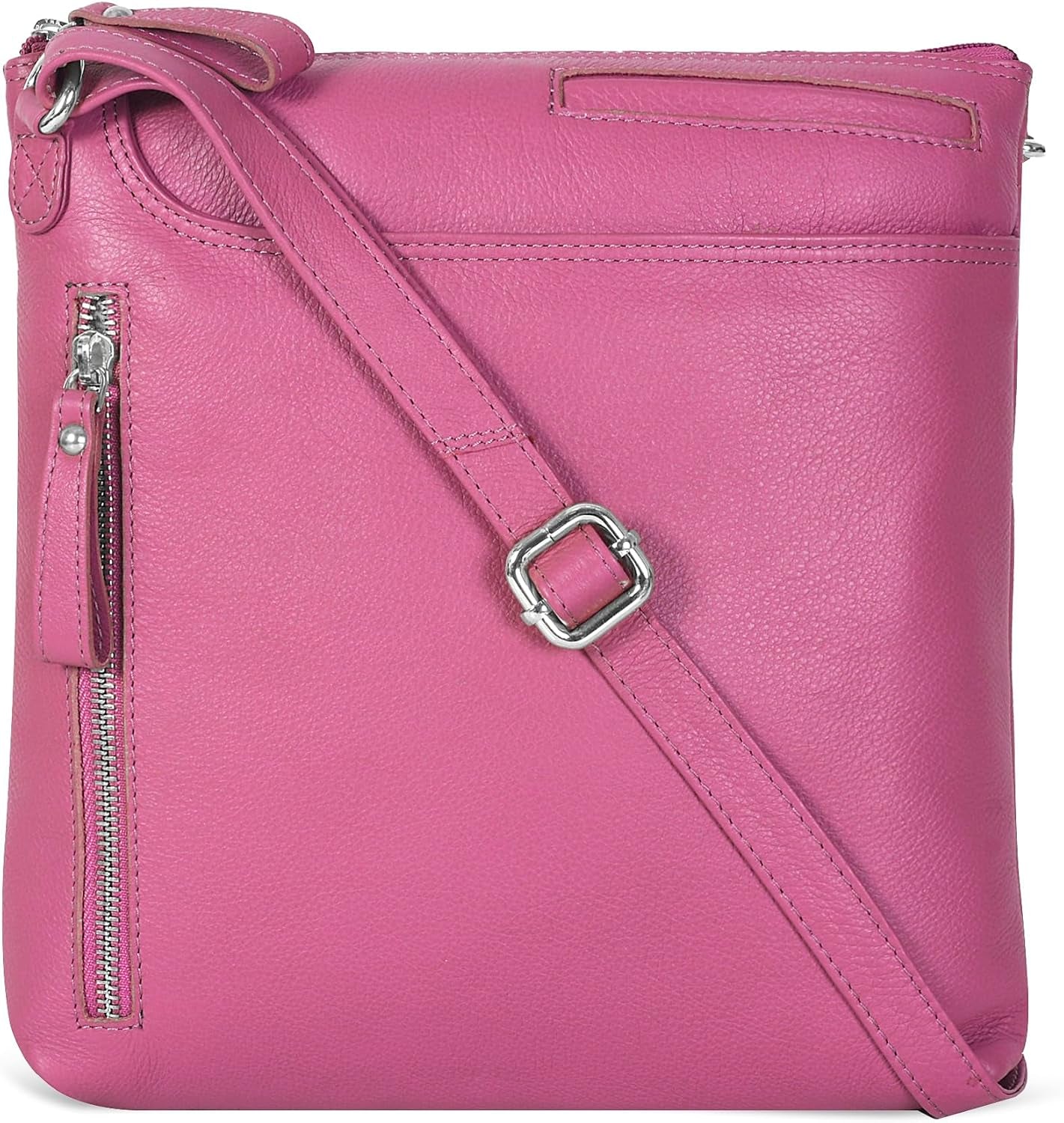 Oak Leathers Women's Genuine Leather Crossbody Bag in Smooth Red