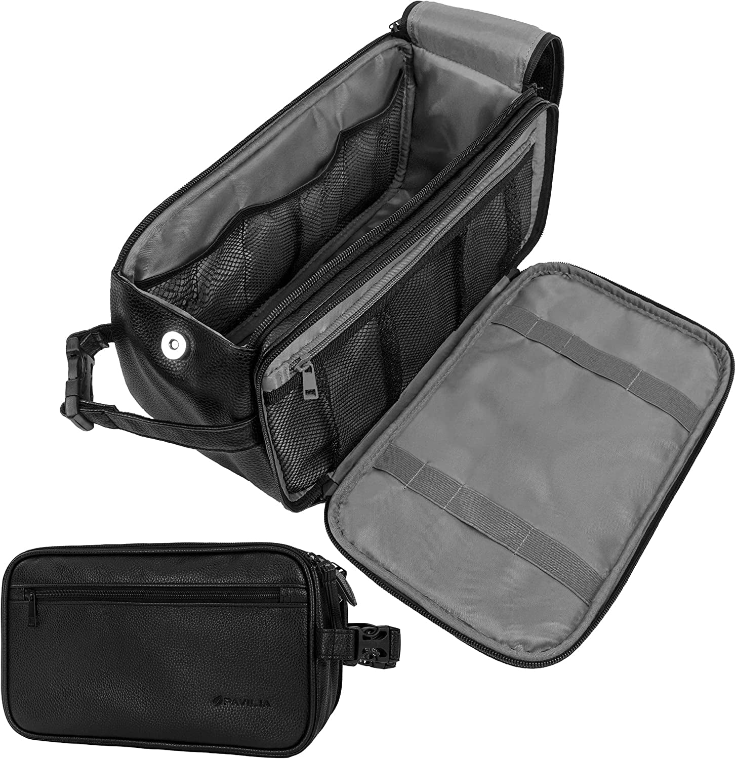PAVILIA Men's PU Leather Toiletry Bag